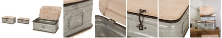 Glitzhome Set of 2 Galvanized Wood Storage Chests